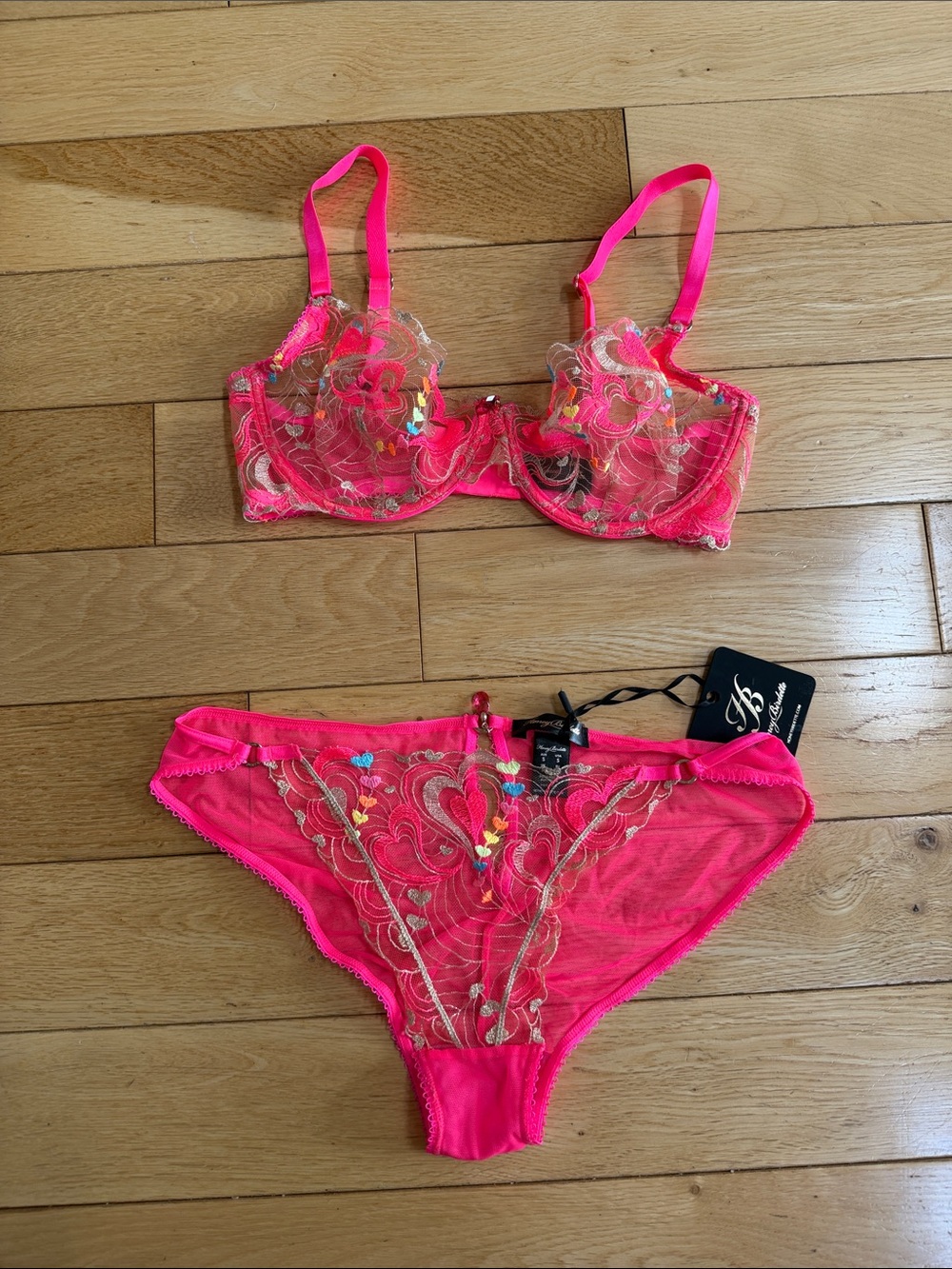 Honey Birdette Candy bra 32DD and panty (NWT sz S panty)